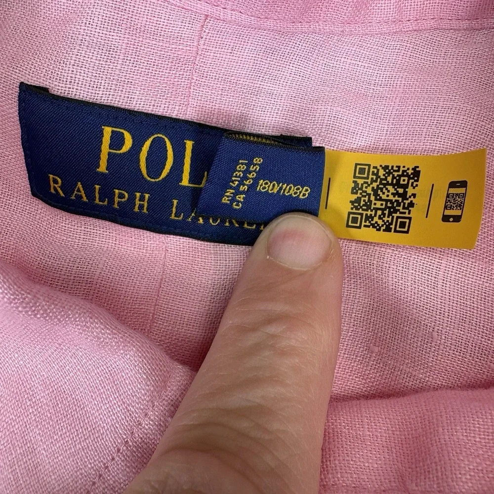 Polo Ralph Lauren 2XB Big Tall 100% Linen Shirt Pink Short Sleeve NWT $138
